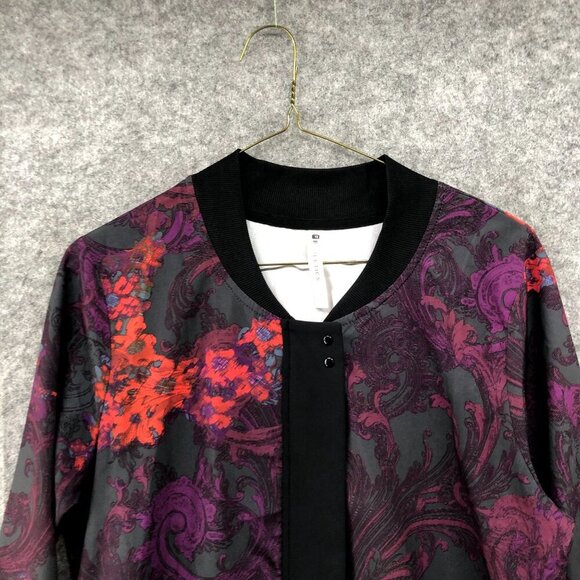 Fabletics Lightweight Jacket Womens S Floral Bomber Active Zip Purple Athletic - Picture 3 of 11